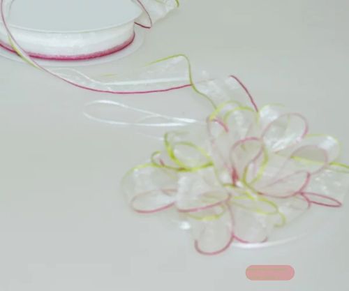 Bild von Susifix 25m/ 25mm, Organza/Zugschleife, grün/pink