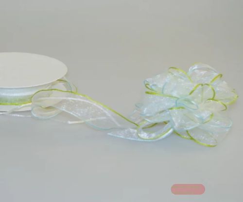 Bild von Susifix 25m/ 25mm, Organza/Zugschleife, grün/blau