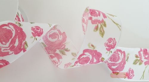 Bild von Band 25m/ 40mm, Rosen, rosa