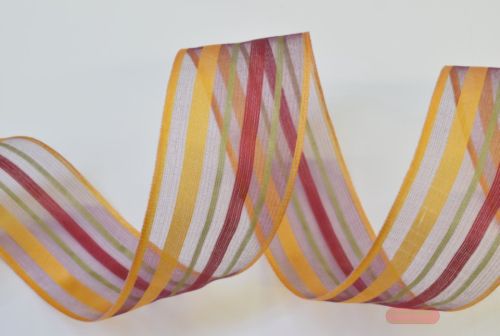 Bild von Band 25m/ 40mm, Organza Streifen, ocker