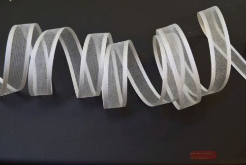 Bild von Band 25m/ 15mm, Motiv an Organza, weiss