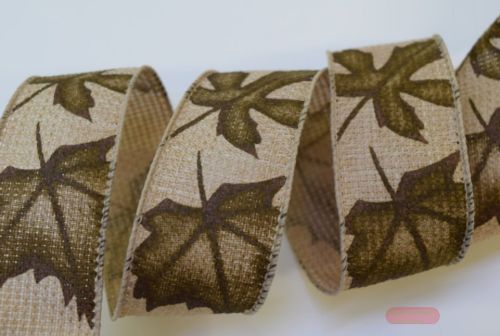 Bild von Band 10m/ 35mm, Jute Herbstblatt, braun