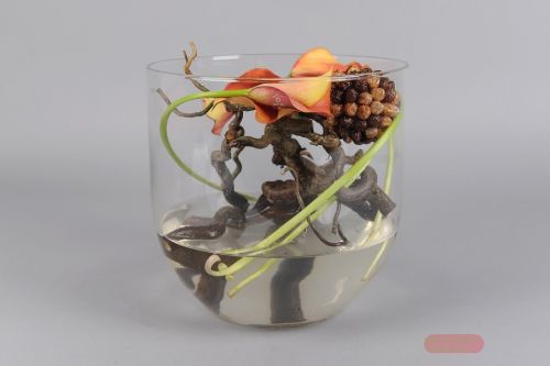 Bild von Glasvase, U-förmig 27x 27cm - max Ø Kerze 13.5cm, klar