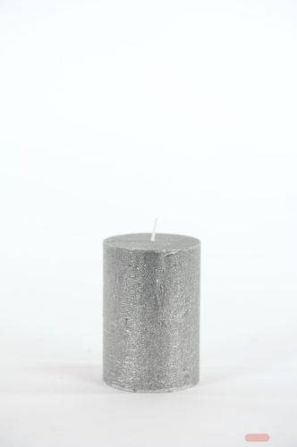 Bild von Metallic Zylinderkerze, 10cm x Ø70mm, black silver