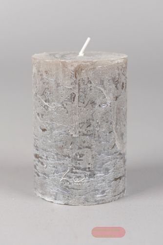 Bild von Metallic Zylinderkerze, 10cm x Ø70mm, silver