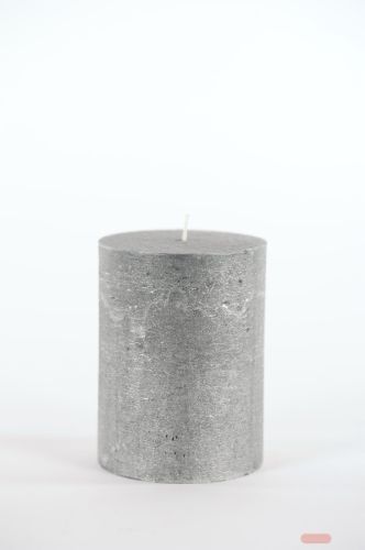 Bild von Metallic Zylinderkerze, 13cm x Ø100mm, black silve