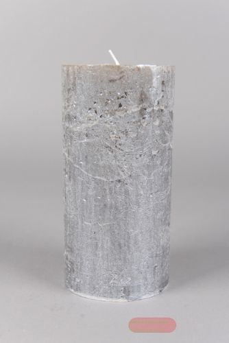 Bild von Metallic Zylinderkerze, 20cm x Ø100mm, silver