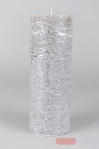 Bild von Metallic Zylinderkerze, 27cm x Ø100mm, silver