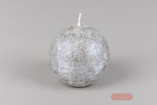 Bild von Metallic Kugelkerze, Ø80mm, silver