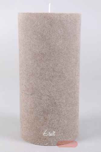Bild von Velvet Zylinderkerze, 20cm x Ø100mm, taupe*