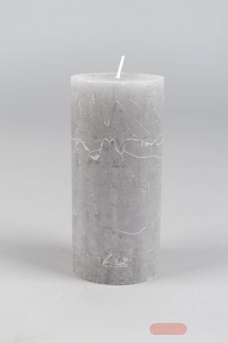 Bild von Rustic Zylinderkerze, 15cm x Ø70mm, hellgrau