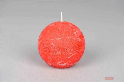 Bild von Rustic Kugelkerze, Ø100mm, rot