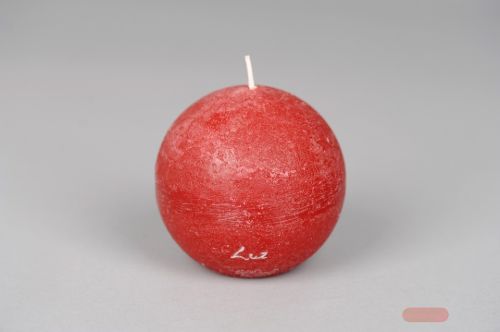 Bild von Rustic Kugelkerze, Ø100mm, antikrot