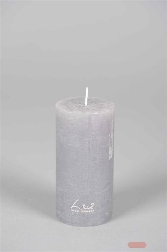Bild von Rustic Zylinderkerze, 12cm x Ø60mm, hellgrau