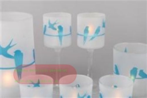 Bild von Windlicht, Hirondelle auf Fuss - 7 x  20cm, blau