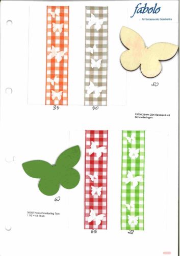 Bild von Band 20m/ 25mm, Schmetterling auf Karo, grün