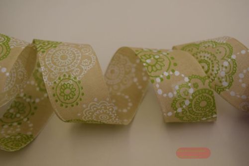 Bild von Band 20m/ 40mm, Fantasie, beige/grün