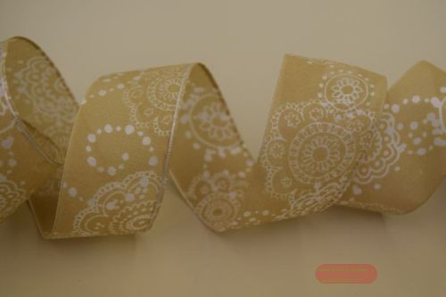 Bild von Band 20m/ 40mm, Fantasie, beige/silber