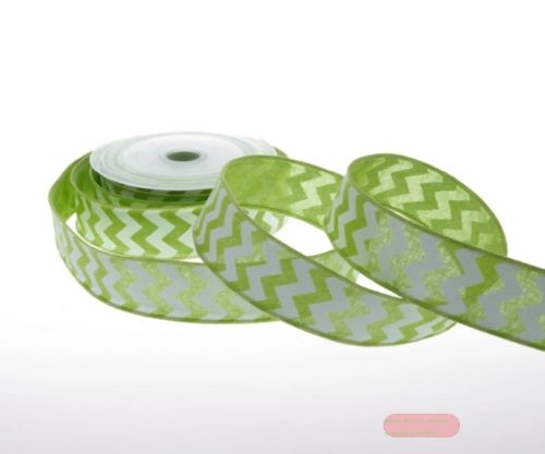 Bild von Band 10m/ 40mm, Leinen ZickZack, grün