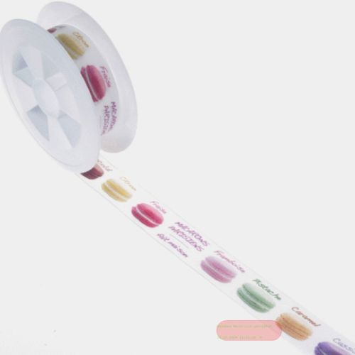Bild von Band 10m/ 25mm, "Macarons" auf Taft, bunt