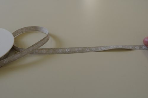 Bild von Band 20m/ 10mm, Blumen auf Leine, weiss/natur