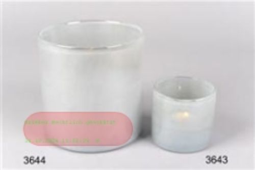 Bild von Windlicht, Glas Satiny 15x 15cm,  hellgrau