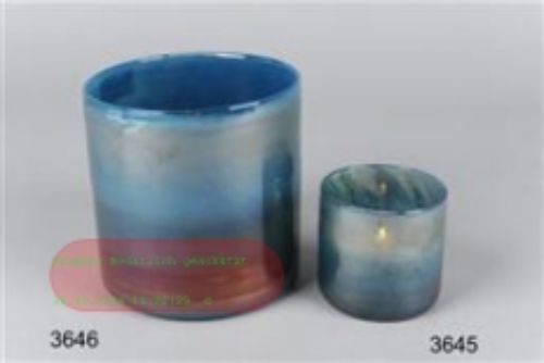 Bild von Windlicht, Glas Satiny   8x 8.5cm, lagoon