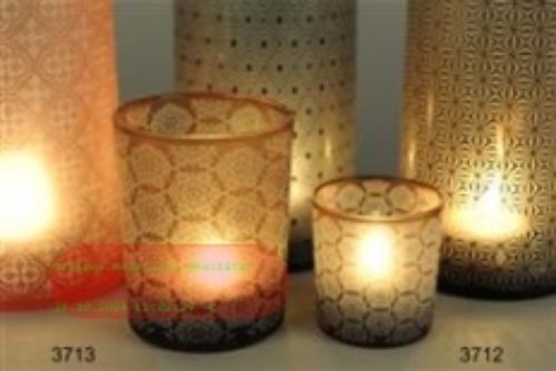 Bild von Windlicht Glas, Winter Frost - 10x 12cm, amber