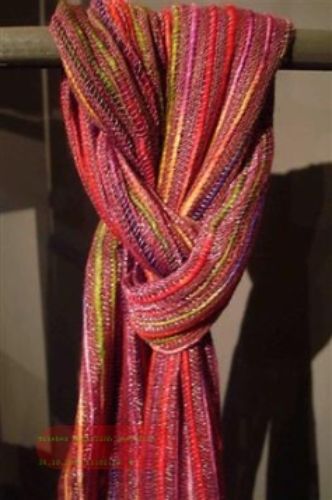 Bild von Schal, L180 x 50cm - Viskose gestreift, aubergin/rot