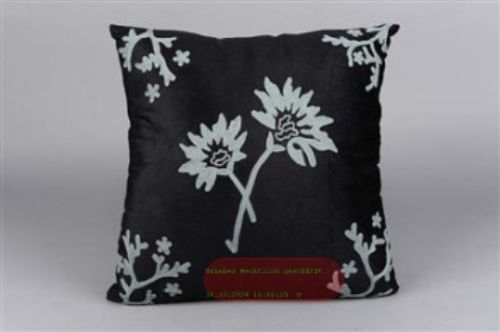 Bild von Kissen, L45 x W45cm - Chenille mit Stickerei, black
