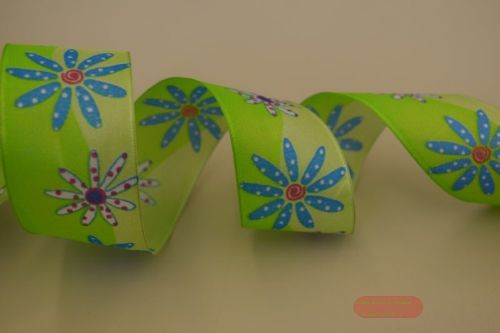 Bild von Band 25m/ 40mm, Blm. & Wellen, grün