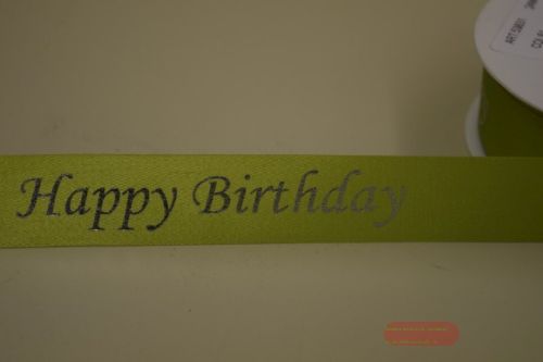 Bild von Band 25m/ 24mm, Happy Birthday, grün/silber