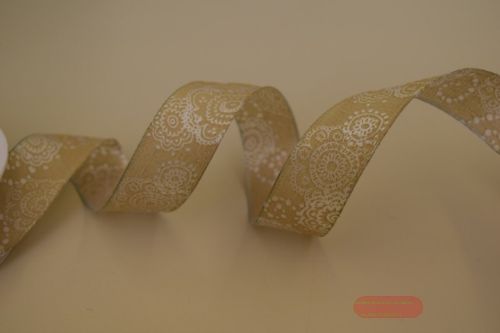 Bild von Band 20m/ 25mm, Fantasie, beige/silber