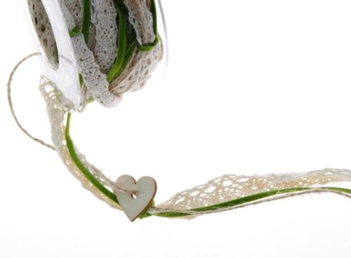 Bild von Girlande 5m/ 20mm, Häkelspitze 3-fach, creme/grün