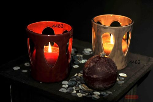 Bild von Windlicht, Garten-Keramiktopf 13 x 15cm, rot*