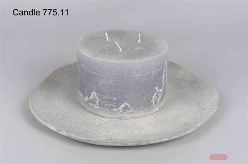 Bild von 3-Docht Zylinderkerze, H10cm x Ø150mm, mausgrau