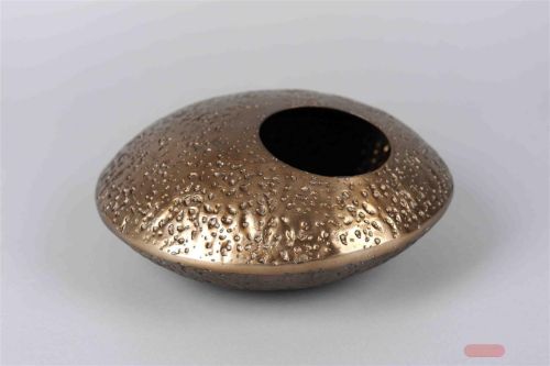 Bild von Alu-Vase, Diskus Ø25 x H10cm - hammered, bronze