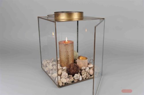 Bild von Vitrine, brass antik 30x 30x H42cm, messing