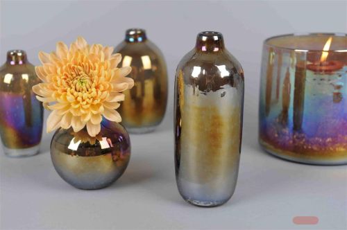 Bild von GlasVase, Flasche Glanz - Ø7.7x H18.5cm, coco