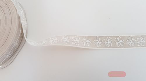 Bild von Band 20m/ 15mm, Blume auf Leine, natur-weiss