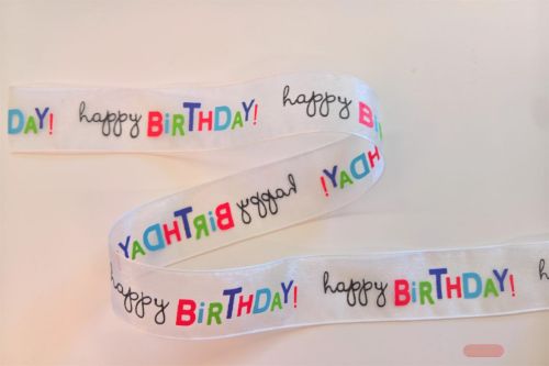 Bild von Band 20m/ 25mm, Happy Birthday, bunt
