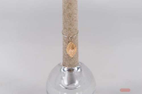 Bild von Anhänger, Blatt - Set/2 Kerzendeco, gold