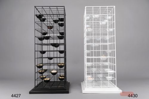 Bild von Teelichtfassung, Gitter - L30x 30x H68cm, weiss