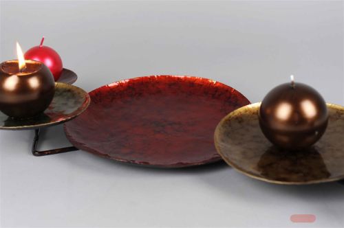 Bild von Dekoplatte, 5 Teller - L60x 30x H7cm, rot/bunt