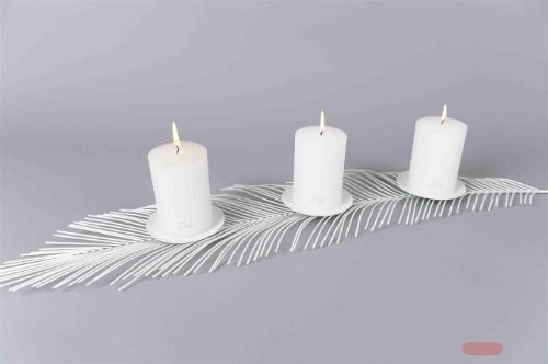 Bild von Kerzenständer, Metallfeder L84x 12x  H1.5cm, weiss