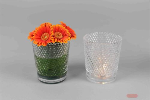 Bild von Votiv Windlicht, mit Struktur Ø8.7 x H10cm, klar