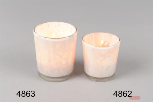 Bild von Windlicht, flame of love Ø5.5x H6cm, weiss