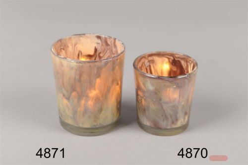 Bild von Windlicht, flame of love Ø5.5x H6cm, fossil grau