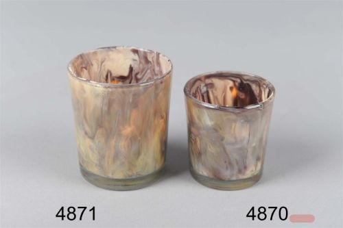 Bild von Windlicht, flame of love Ø6.5x H7.5cm, fossil grau