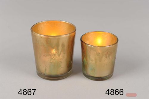 Bild von Windlicht, flame of love Ø5.5x H6cm, altgold